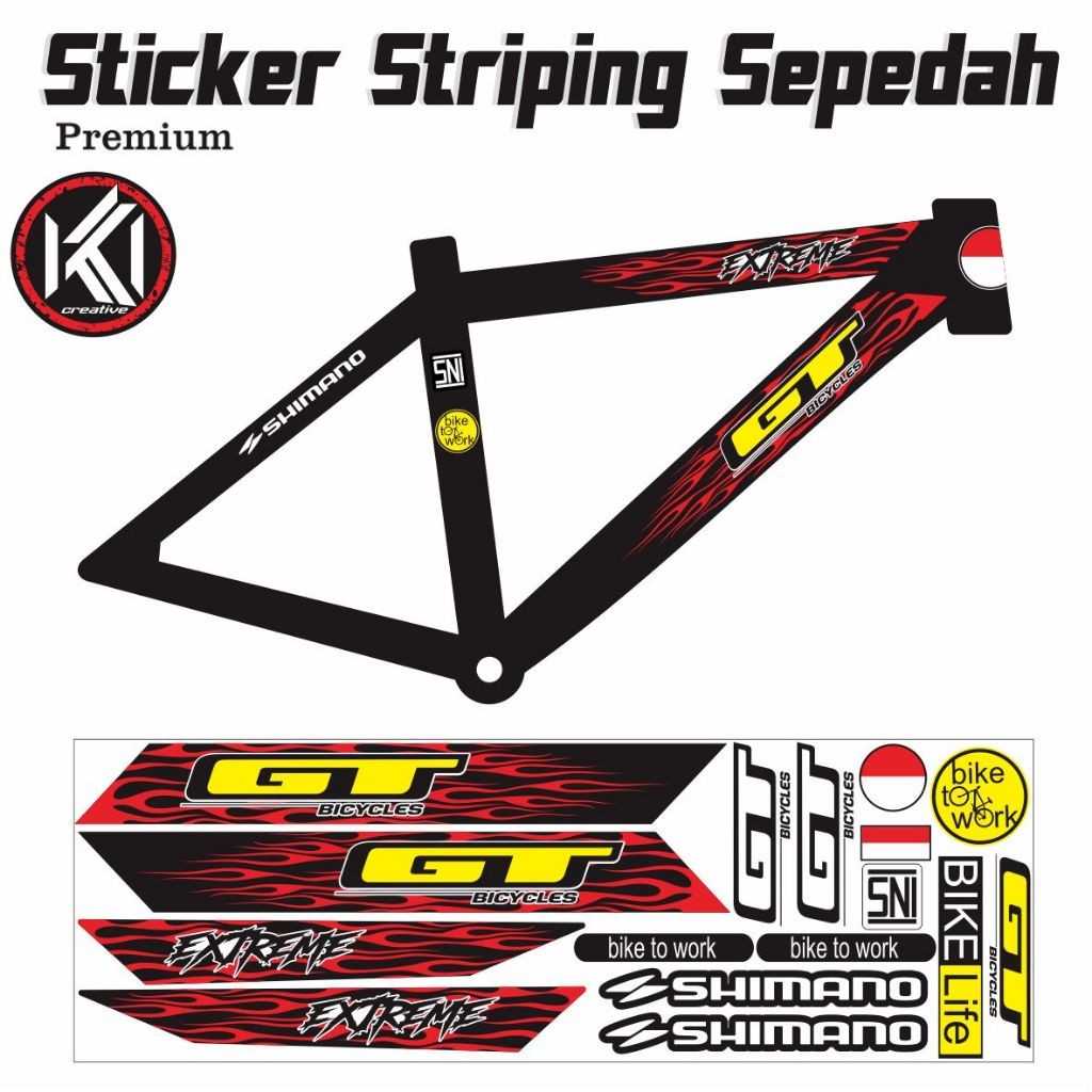 VARIASI STICKER STRIPING SEPEDAH GT NEW MOTIP EELGAN SIMPEL DAN POLET NEW STICKER BIKE