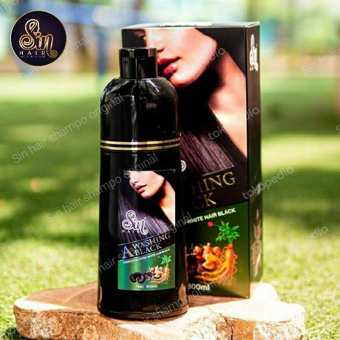 [TERLARIS] sinhair shampo .ready .shampo penghitam uban no 1 di jepang.original - Hitam