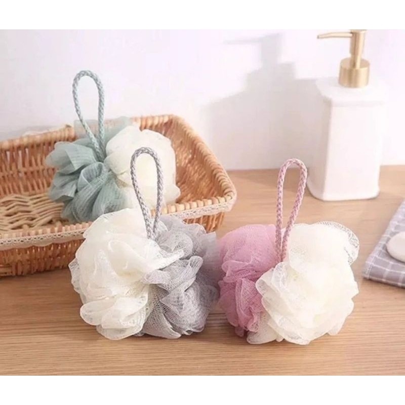HKM SHOWER PUFF BESAR Spons Mandi Besar Jaring Tebal Sponge Busa Bulat SIKAT PUNGGUNG pembersih daki