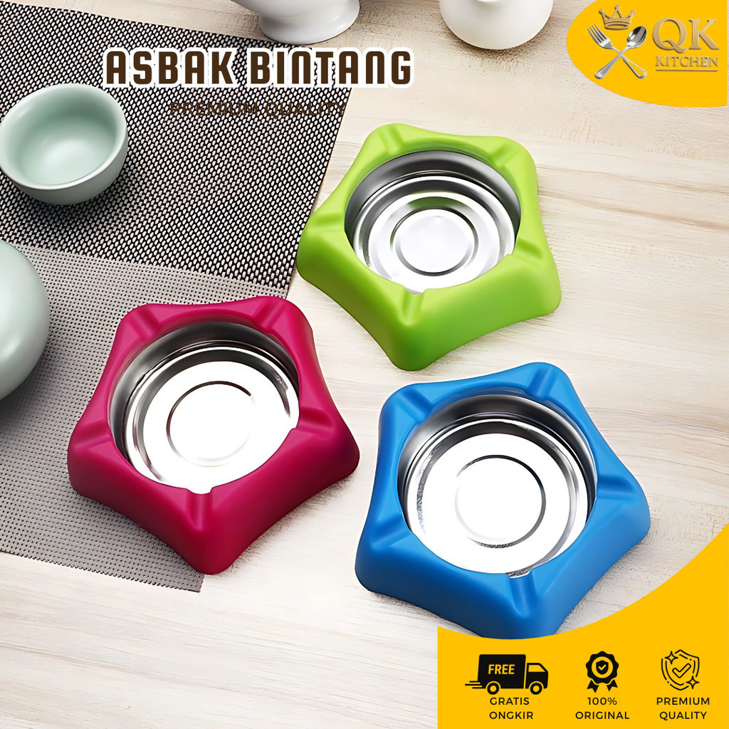 Asbak Rokok Stainless Asbak Bintang Warna Segi Melamin Stainless
