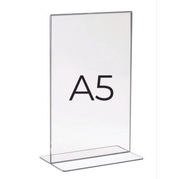 

Tempat brosur Akrilik A5 2MM/ Tent card Akrilik / Tent holder Akrilik /Akrilik QRist barcode / Stand Akrilik