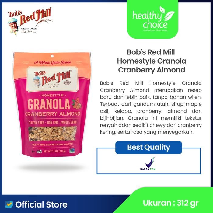 

PROMO! Bob's Red Mill Homestyle Granola Cranberry Almond 312gr Sereal Oatmeal Cereal - Exp jauh