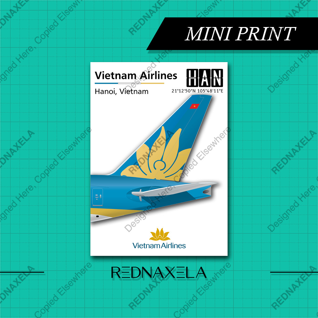 

Mini Print A6 - Tail Vietnam Airlines Wall Desk Decorative Mini Poster