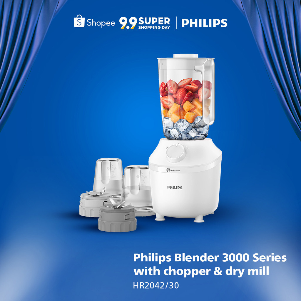 Blender Philips Plastik 1 Liter - 3000 series HR2042/30 - Blender Jus - Blender Juicer- Blender Terb