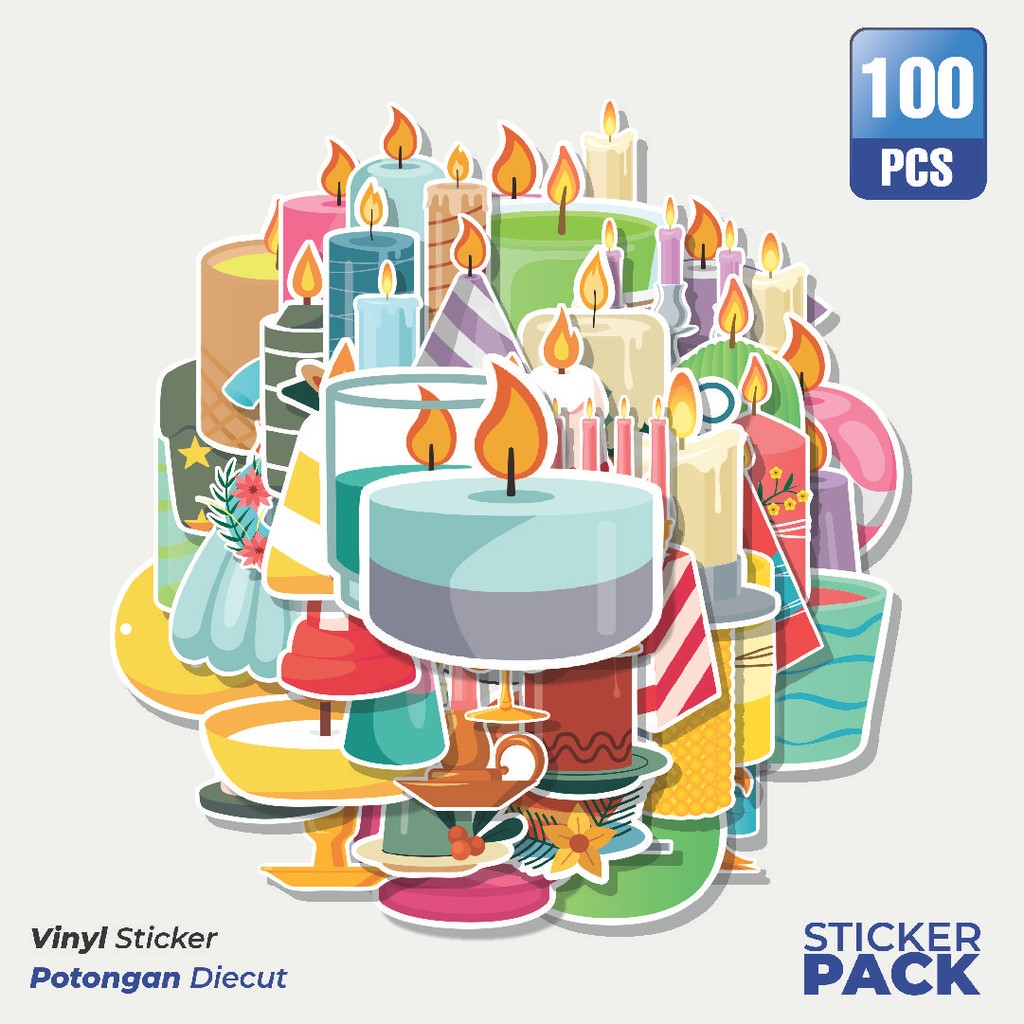 

100 PCS STIKER Stiker Random Lilin Waterproof Aesthetic- Untuk Laptop, Motor, dan Helm - Paper Stationery Pack