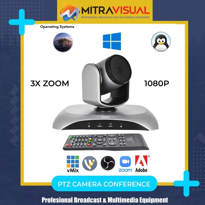 Aibecy 1080P Webcam Conference Camera USB Plug & Play 3X Zoom 360