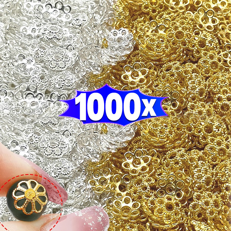 

200/1000pcs 10mm Five Petals Flower Filigree Beads Caps for Jewelry Making Bracelet Necklace Diy End Spacer Beads Accessories