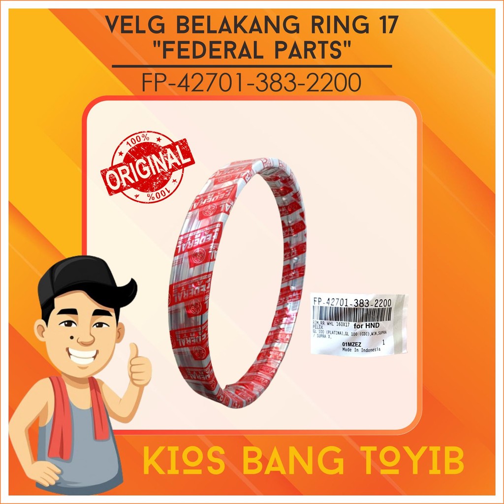 Velg Belakang 160 Ring 17 FEDERAL 160x17 Honda Supra X125 Fit Revo Win  FP-42701-383-2200 ORI