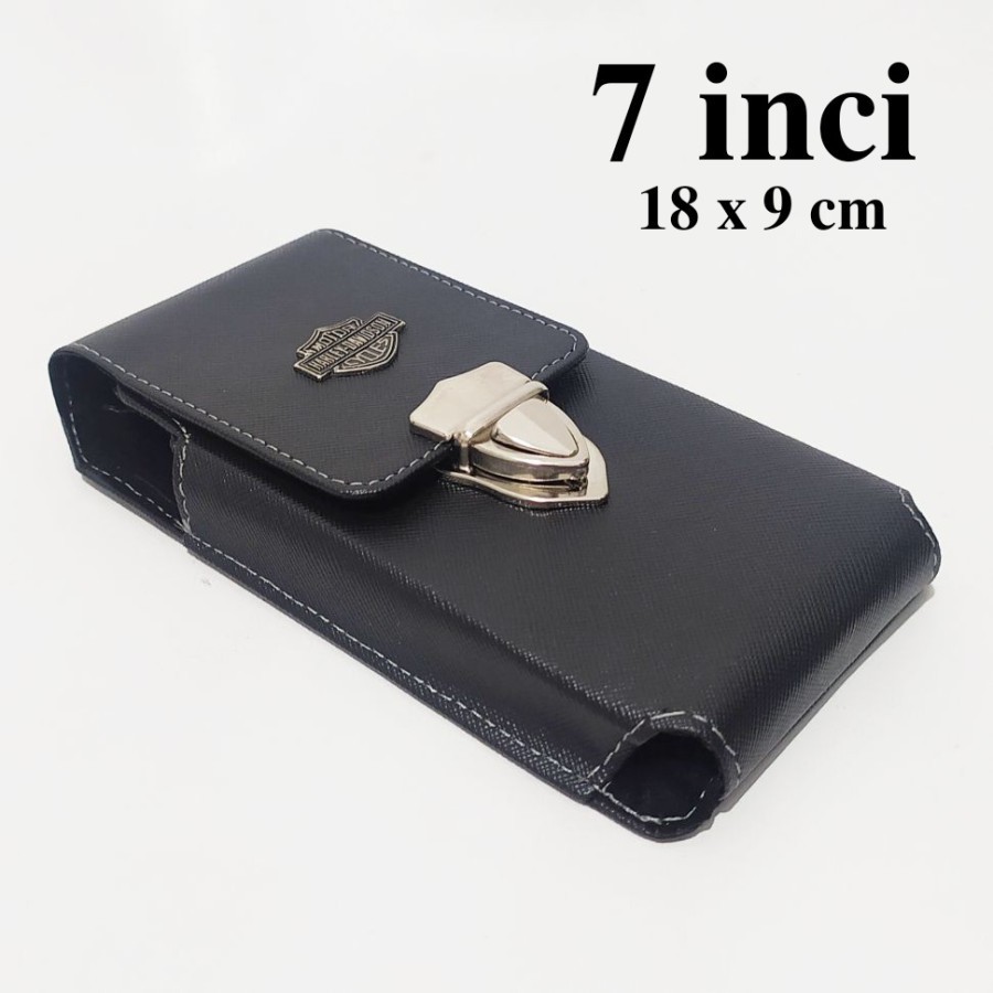 cod / Dompet Hp 7 inci Tas Pinggang Sarung Handphone Pria Kulit Sintetis 1 slot