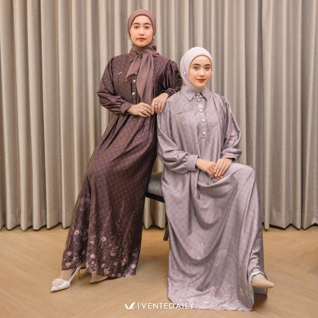 Ventedaily - Adeeva Maxy Gamis Wanita Muslim Silk Simple Busui Mewah Kondangan Lebaran 2025