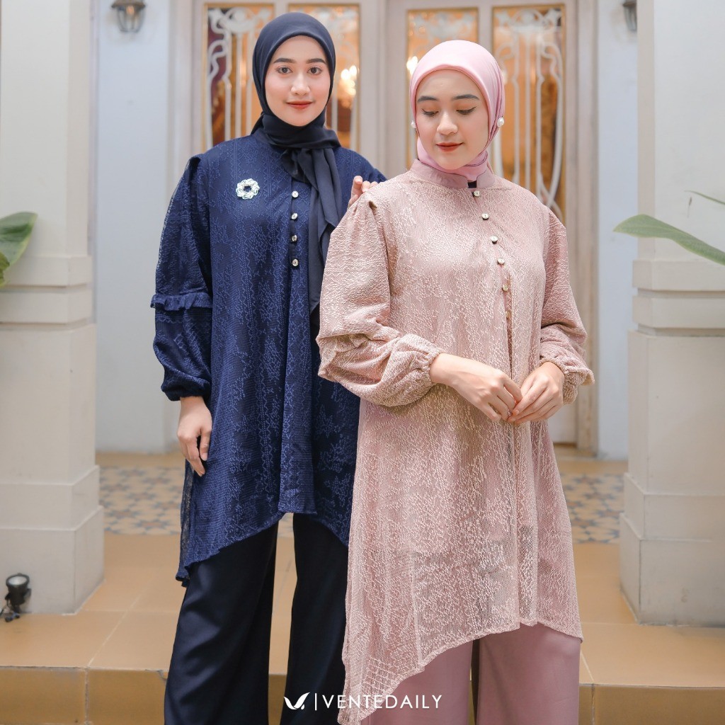Ventedaily - Hansa One Set Jumbo Setelan Atasan Tunik Blukat Celana Kondangan Kekinian