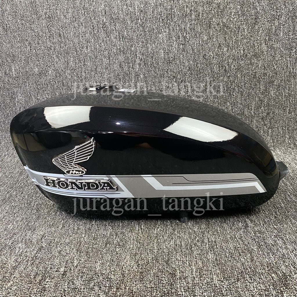 Tangki CB 100 Gelatik 013 Cat Grafis Hitam Silver – Tangki Bensin Motor Honda CB100
