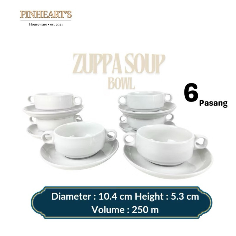 HSO - MANGKUK ZUPA SOUP KERAMIK PORCELAIN PUTIH POLOS / CONSUME CUP KOPIN PUTIH POLOS 250ML ISI 1 PA