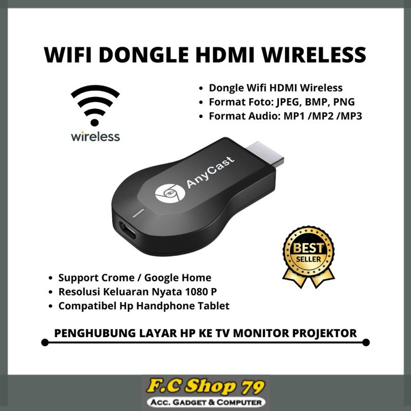 TERLARIS HDMI Dongle Adapter Anycast Ori Original Wifi HP ke TV Receiver Wireless Menyambungkan Laya