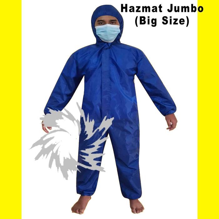Baju APD / Hazmat reusable bisa dicuci bahan parasut - Biru Jumbo