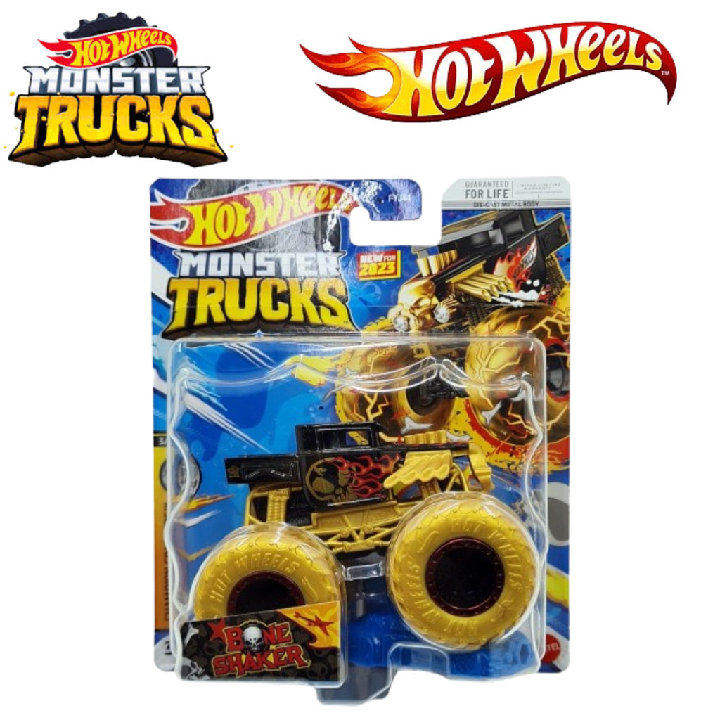 Hot Wheels Monster Trucks Truck Bone Shaker Black Gold Crash Attack