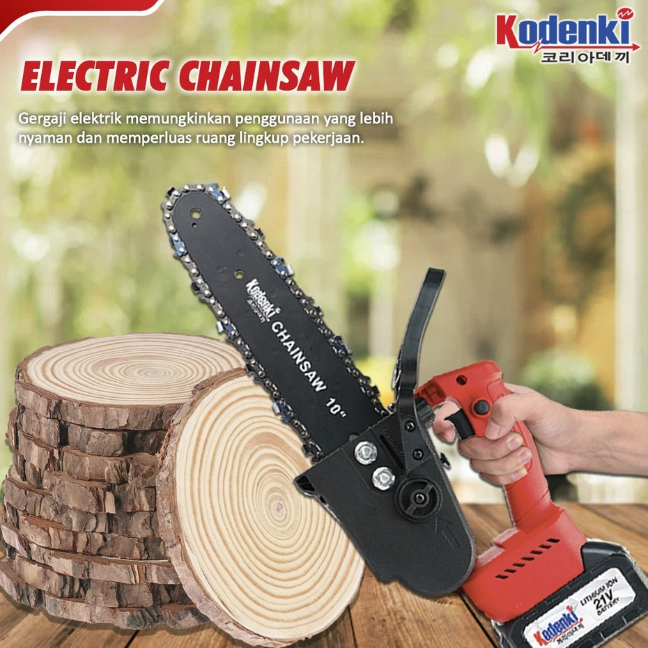 Chainsaw Baterai 10" 21V Gergaji Potong Kayu Baterai 2 Batre Berkualitas