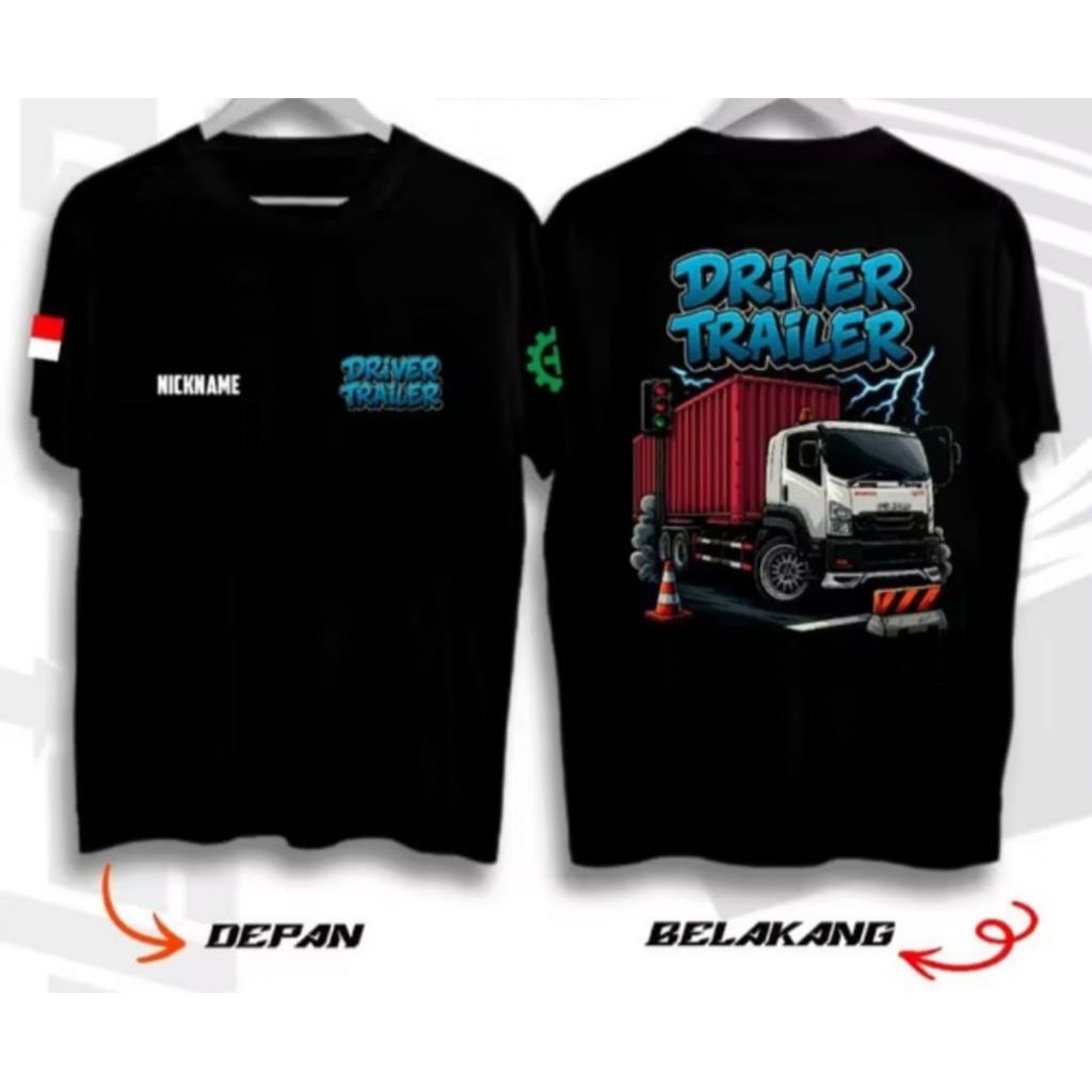 Kaos T-shirt Driver Trailer Free Nama Kaos Unisex