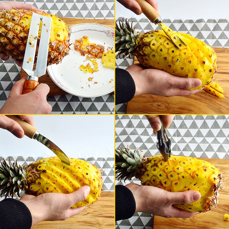 4Pcs Set Alat Pengupas Nanas Pisau Peeler Pemotong Nanas Pisau Pengupas Mata Nenas Solusi Kebutuhan