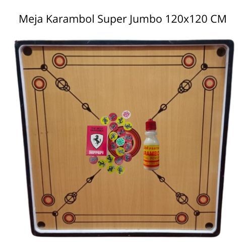 Papan Karambol SUPER JUMBO 120X120CM ..bonus kristal & biji karambol