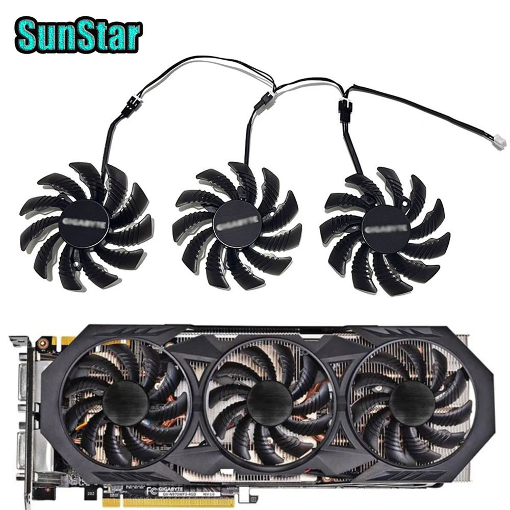 New original 75mm 3pin PLD08010S12H Cooling Fan,For Gigabyte GTX 970 Windforce G1 R9-280X GV-R928XWF