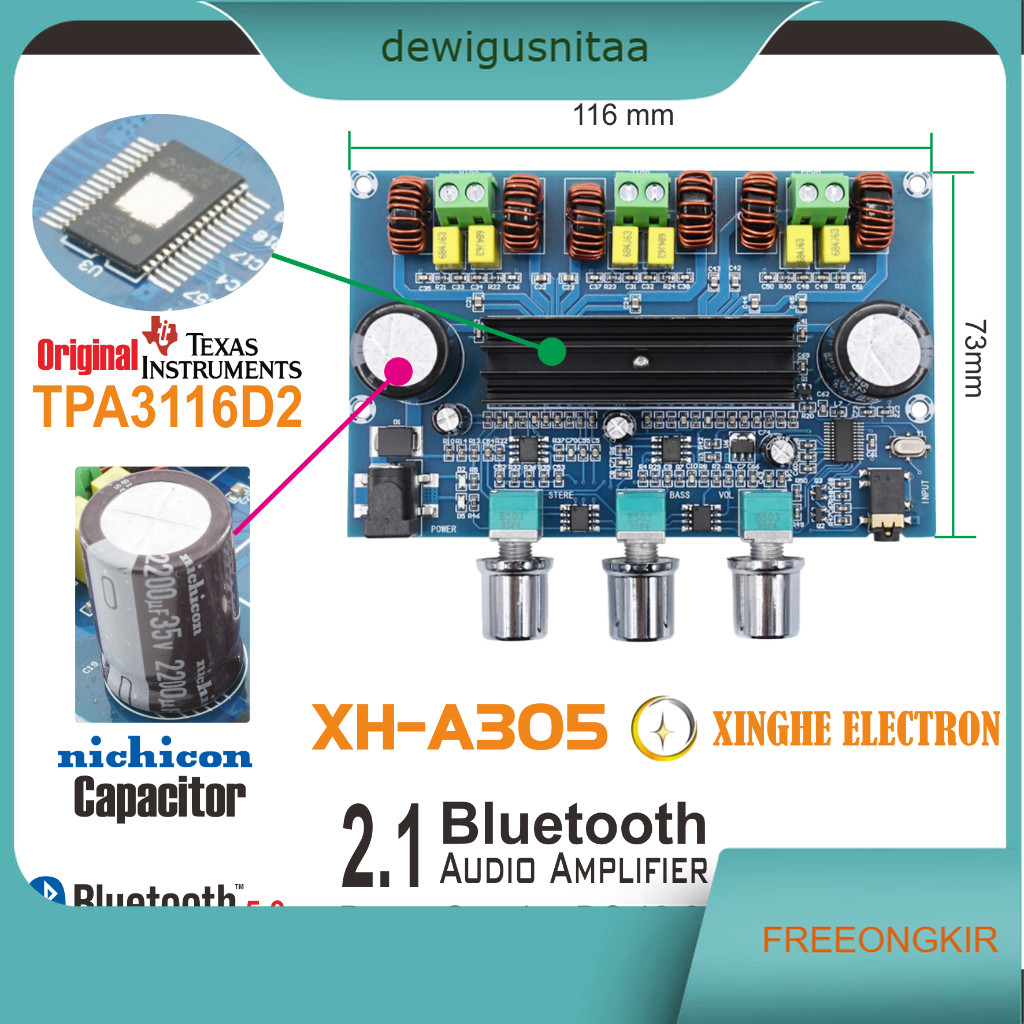 Bluetooth 2.1 Amplifier TPA3116D2 2x50W + 100W Audio Amplifier