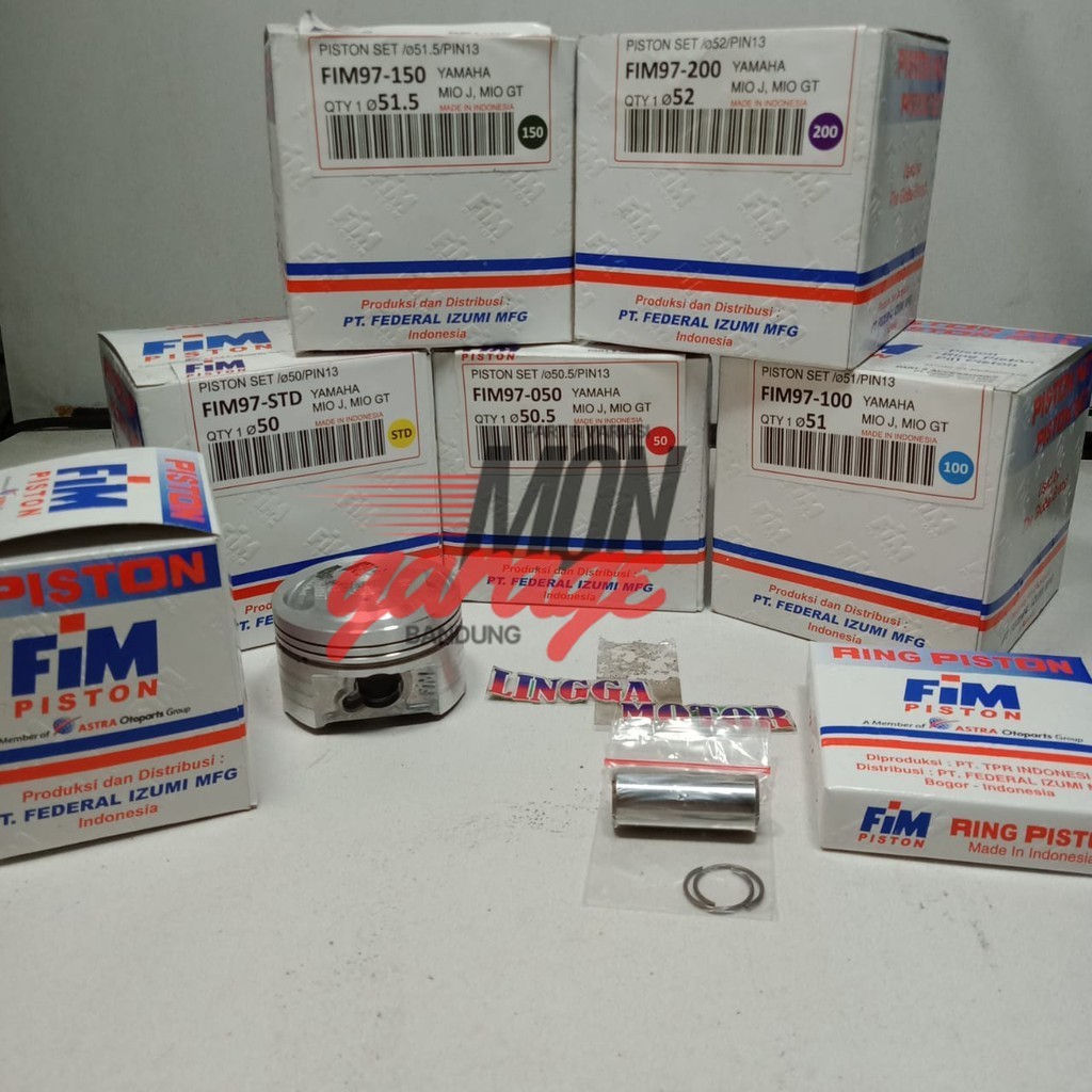 PISTON KIT atau SEHER KIT FIM97 MIO J,GT,SOUL 150cc OS STD - 200 PIN 13 FIM