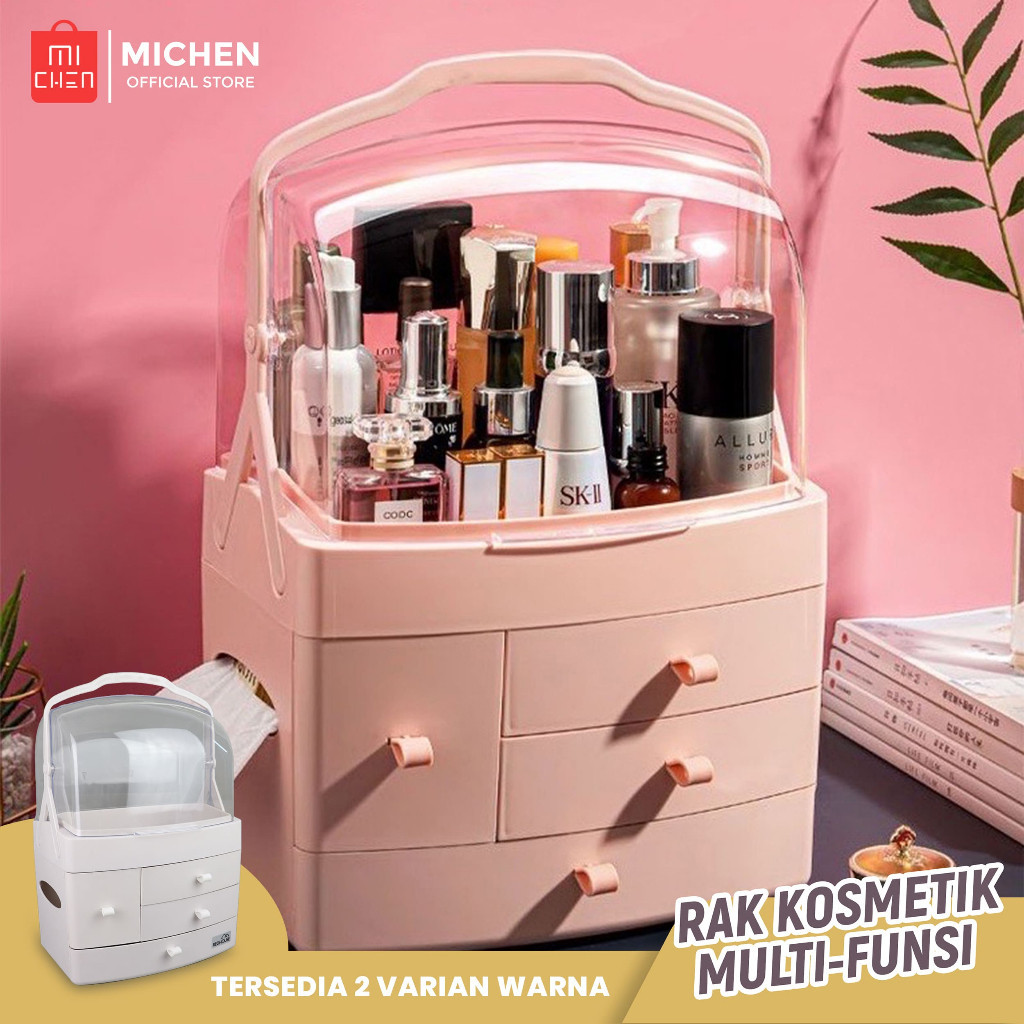 [COD] Rak kosmetik Premium/Rak Make Up Bahan Tebal rak Penyimpanan Plastik 4laci Bisa di gantung