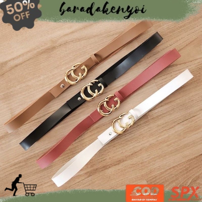 CUTE TREND PALNG DICARI CG belt hitam putih coklat sabuk ikat pinggang wanita kecil murah CASEU