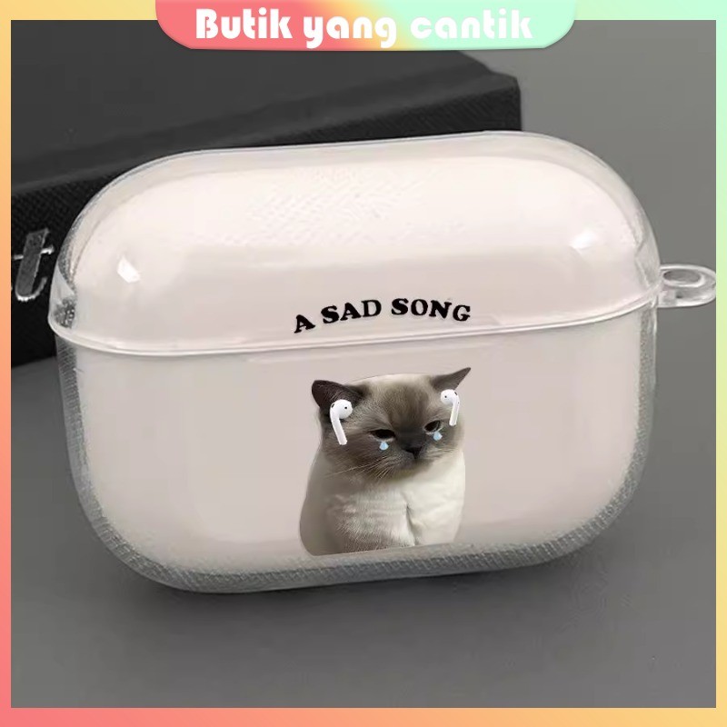 Desain Asli "Kucing Kecil Imut Membawa Headphone" Casing Untuk Seri AirPods Casing Silikon Cair Lemb