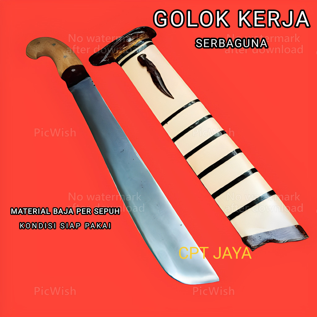new belanja hermat2025 Golok per baja asli 30cm / golok sembelih jati super tajam ASLI CIBATU
