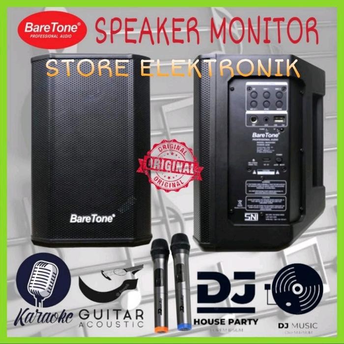 Speaker Monitor BARETONE 5 Inch Plus 2 Mic Wireless Karaoke Youtube