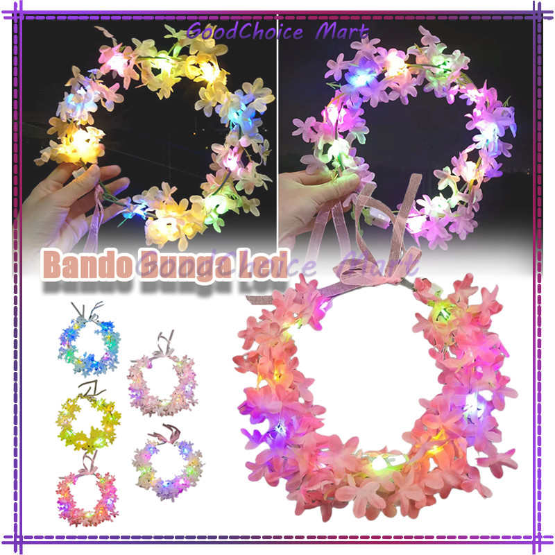 BANDO LED BUNGA ELEGAN / Mahkota Bunga / Bando Bunga Led/ BANDANA BUNGA LAMPU