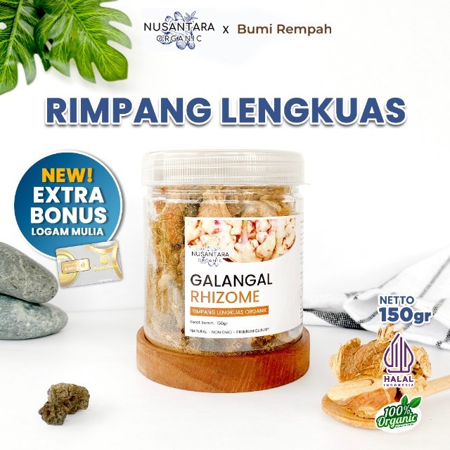 Nusantara Organic Lengkuas Kering Iris Dried Galangal Organik Bumbu Dapur Masakan 150gr BumiRempah