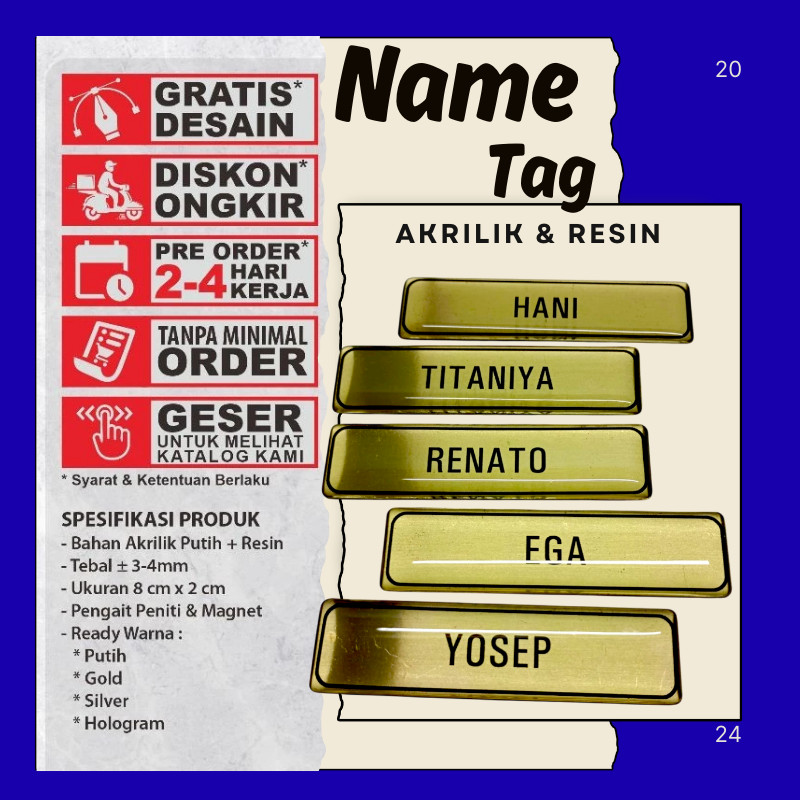 Nama Dada Plus Pin Korpri Nama Dada Kuningan Pin Korpri