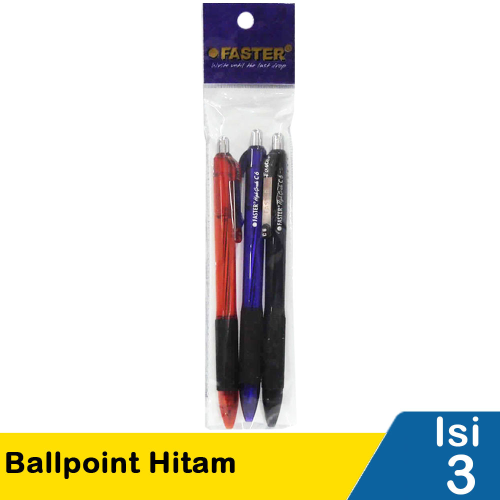FASTER BALLPOINT C6/EC8 3'S HITAM