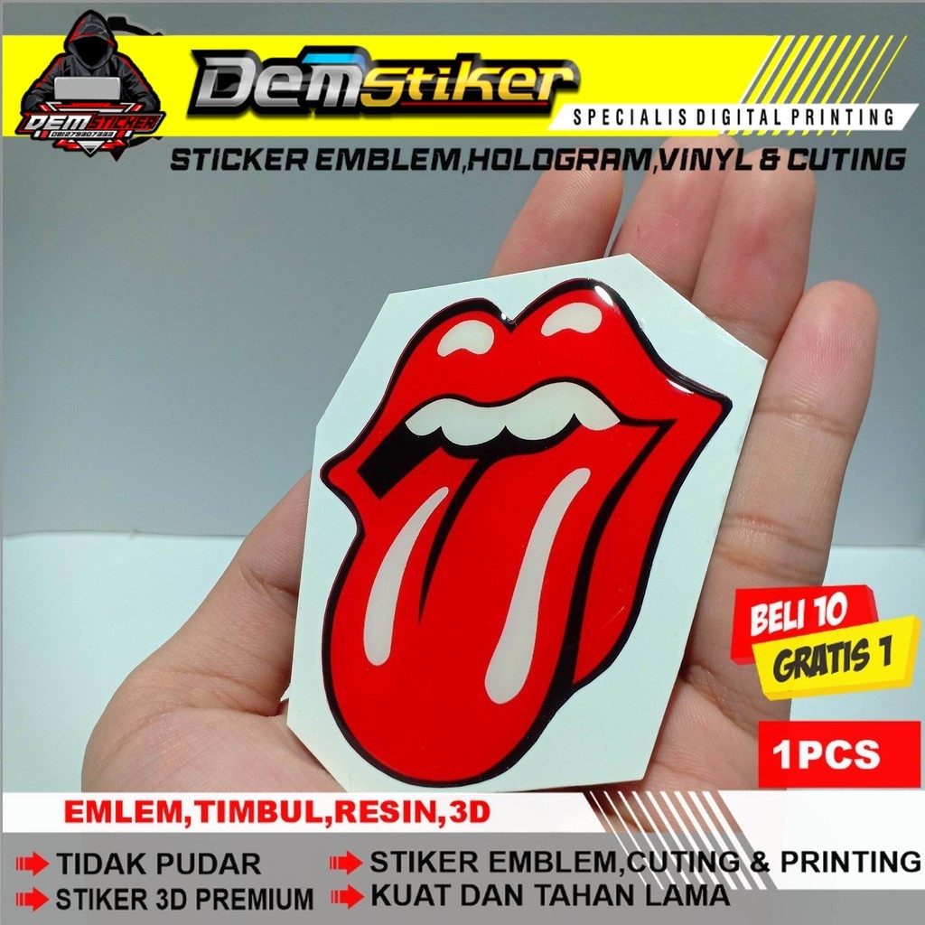 THE ROLLING STONES Emblem sticker timbul resin lentur