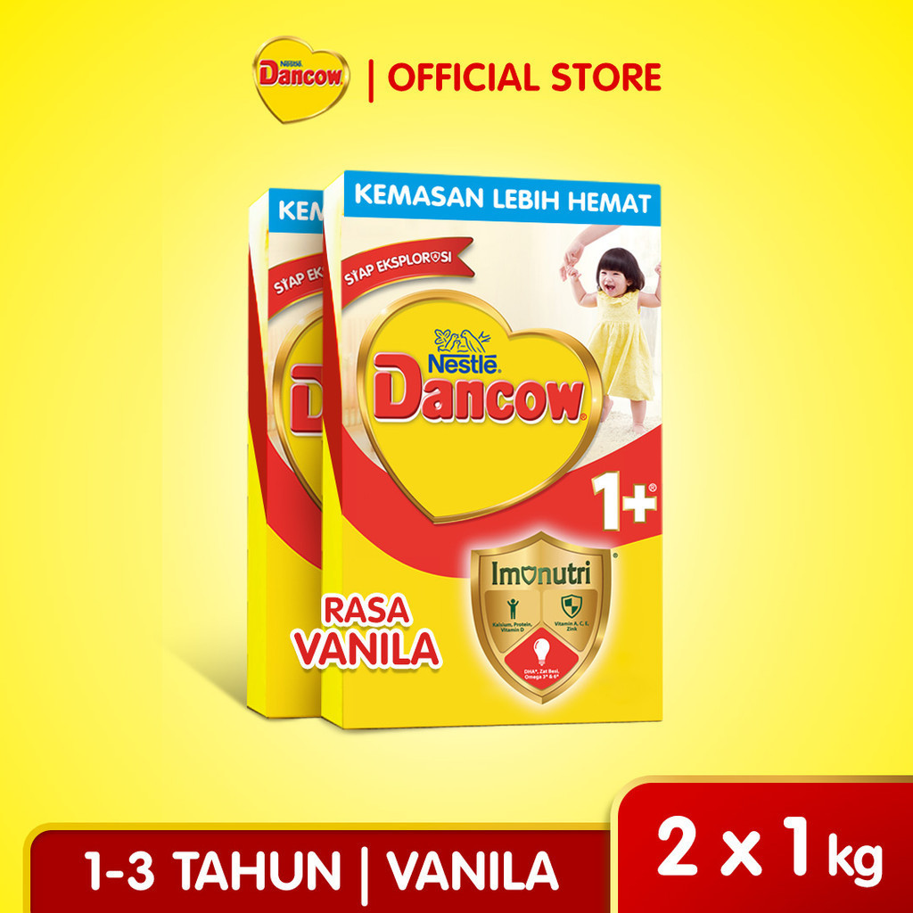 Nestle Dancow 1+ Susu Pertumbuhan Rasa Vanila 1-3 Tahun Box 1 kg x2