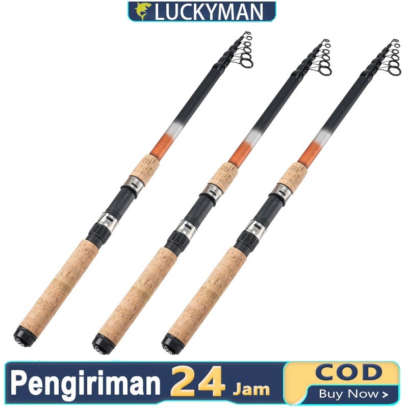 gitata980  LUCKY MAN Joran Pancing Antena Sabpolo Telespin Carbon 2.1M 2.4M 2.7M 3.0M joran carbon s
