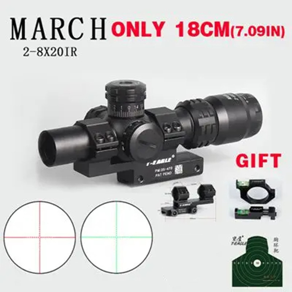 Hunting Optical Sight 2-8x20IR Riflescope Adjustable Green Red Dot Hunting Light Tactical Scope Reti