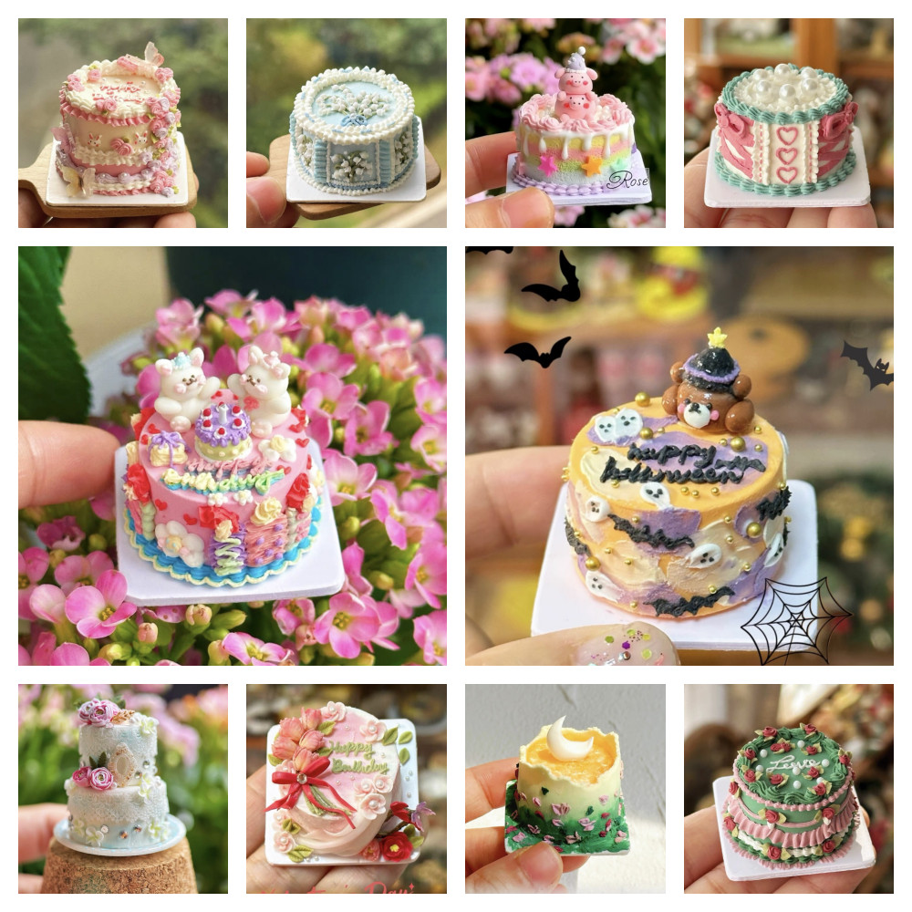 Dollhouse Decoration Miniature Clay Birthday Cake Bjd Doll Diy Custom Birthday Party Decoration Mini