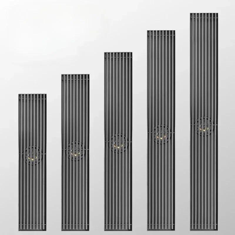 Long 304 Stainless Steel Anti-odor All Copper Core Bathroom Rectangular Large Capacity Shower Drain 