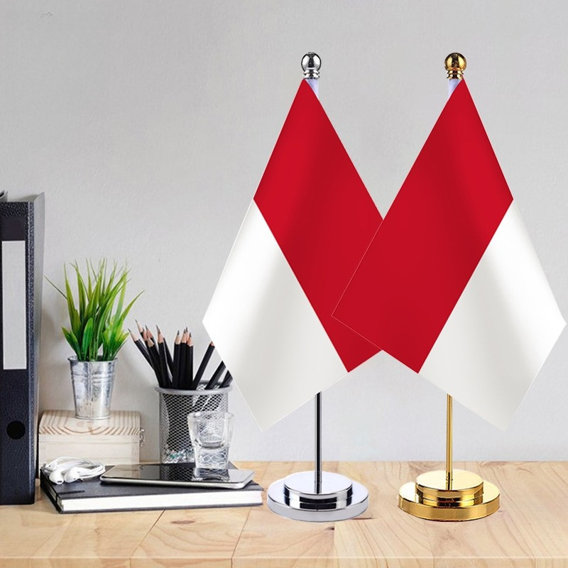 1set Bendera Merah Putih Meja Tiang/Bendera Meja Stand Bendera Merah Putih Meja Bendera Tiang Bender