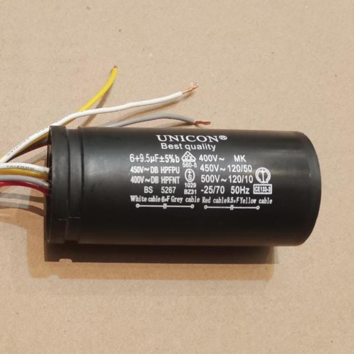 Kapasitor Motor Dinamo Mesin Cuci LG 6 + 9.5 mf TKH27