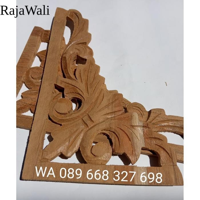 【Bisa COD】Ornamen Tempel Ukir Kayu mebel Siku ukir jati 29 x 19 cm RJ18