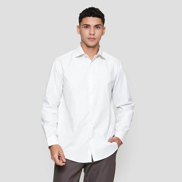 Cole Dobby Stripe Kemeja Slim Pria 122997385