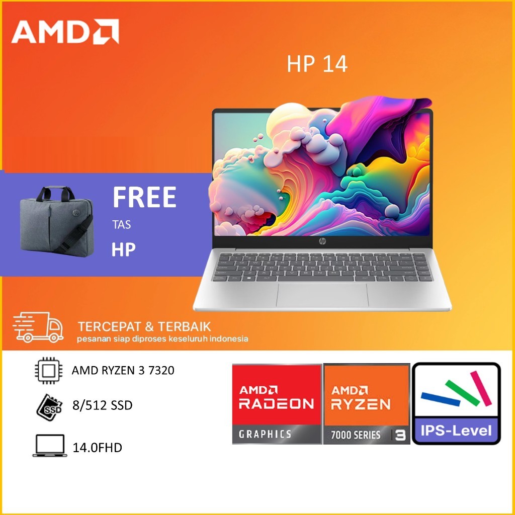 HP 14 2024 -EM0332AU RYZEN 3 7320 RAM 8GB 512GB SSD W11+OHS 14.0FHD IPS