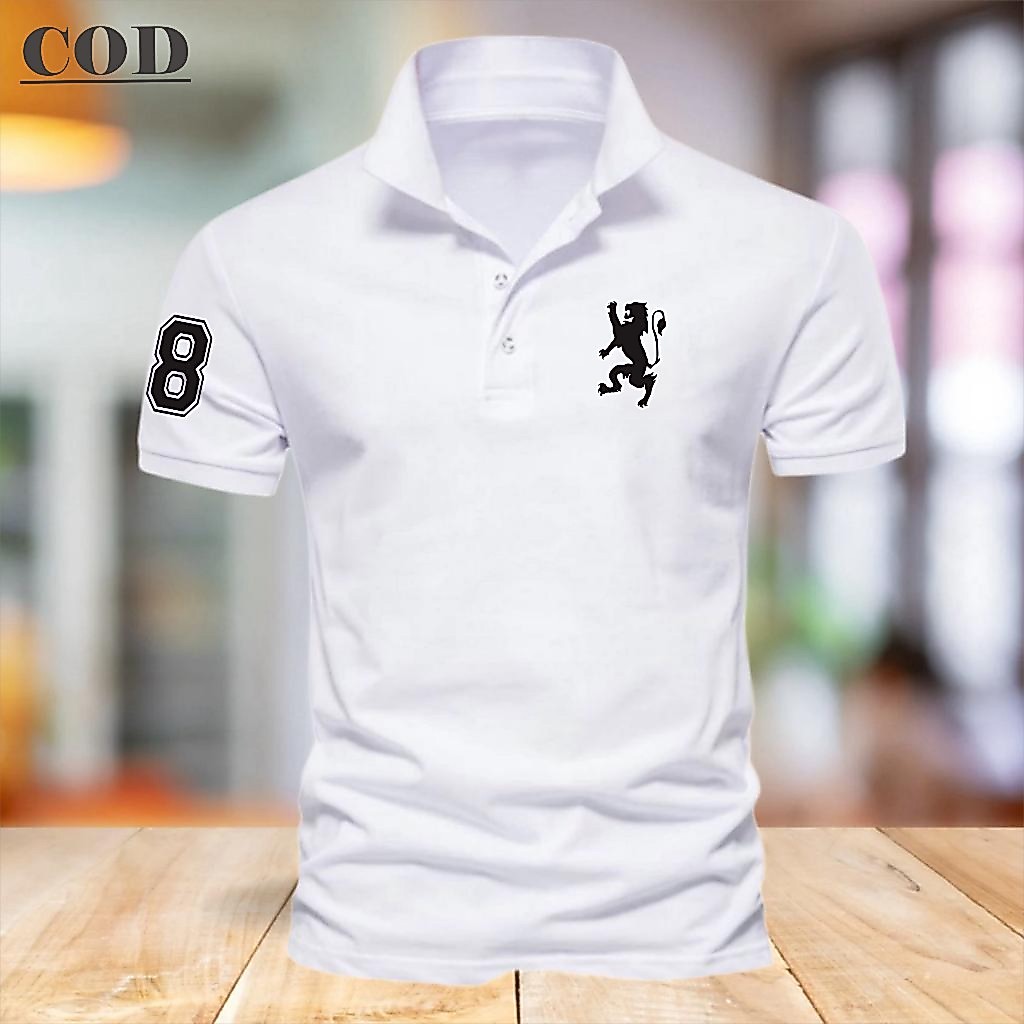 COD T-shirt Kaos Polo Kerah G10RDAN0 8 Text HITAM Baju Polo Motif Giordano 8 Quality Premium Bahan P