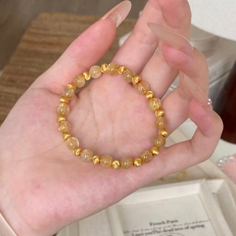 Gelang Manik Kristal Kucing Emas Wanita