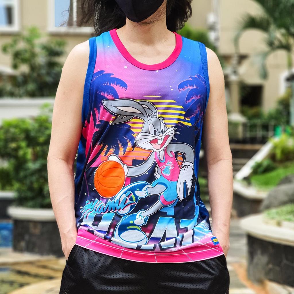 jersey basket looney tunes bugs bunny nba miami heat space jam pakaian olahraga